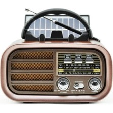 Everton Rt-877 Güneş Enerji Panelli Bluetooth Fm-Usb-Tf-Aux Şarjlı Nostaljik Radyo
