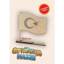 Figür Reklam Ajansı Boyanabilir Türk Bayrağı Standlı Ahşap Oyuncak Etkinlik Aktivite 10 Ad