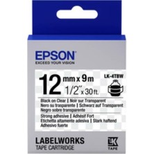 Epson Lk-4Tbw Strong Şeffaf Üzeri Siyah 12Mm 9 Metre