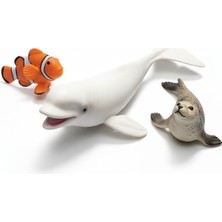 Tufy Toys Deniz Canlıları Hayvan Figür Seti- Beluga/palyaço ve Fok Balığı Model Hayvan Oyuncak Seti