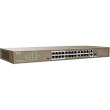  tef1126p-24-250w 24 port poe+ 10-100 switch hub çelik kasa rack mount
