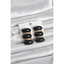 Luxdanet Siyah Vintage Model Gold Renk Kadın Küpe