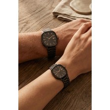 Oqqo Helios Dikdörtgen Kasa Siyah Kadran Siyah Kordon Takvim Detaylı Çift Saati