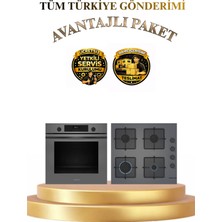 Profilo Digital Plus 8 Fonksiyon Buhar Destekli Platin Gri 2'li Ankastre Set (Fırın-Ocak) (FXSA243F-OE36P9P10D)