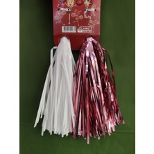 İrem Parti Dükkanı Gösteri Ponponu Parlak Pembe Beyaz Ponpon 1 Çift