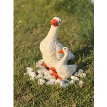 El Yapımı Yavrulu Anne Ördek Figürü