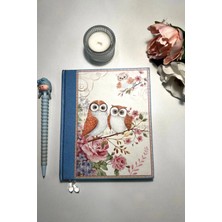 Brandi Sert Kapaklı Düz Baykuşlu Hatıra Defteri 15X18 cm