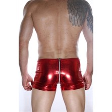 Hafif Giyim Erkek Kırmızı Renkli Fantezi Seksi Arkası Fermuarlı Boxer HF012113