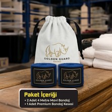 Golden Guard Rhino Mavi Profesyonel Boks Bandajı 4 Metre Mma Kick Boks Muay Thai El Sargısı + Kese Hediyeli