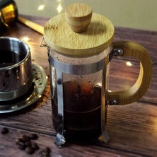 Uravas Store Ahşap Detaylı 350 ml Cam French Press