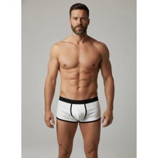 Hafif Giyim Erkek Beyaz Biyeli Mikro Delikli File Boxer HF251118