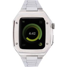 Batu Medikal Newface Apple Watch 45MM Metal Petek Kasalı Kordon - Gümüş