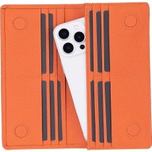 Uravas Store Aura Hakiki Deri, El Yapımı, Telefon Bölmeli, Kadın Cüzdanı, Portakal Renk