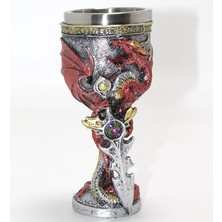 Uravas Store Ejderha Kılıç Temalı 3D Kabartmalı Çelik Kadeh Bardak