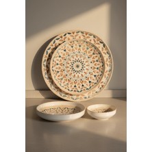 İpek Porselen 6 Kişilik Toledo 24 Parça Krem  Porselen Yemek Takımı Moria – Şık Sofra Seti