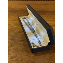 Ada Life Gümüş (Premium Işıklı KUTULU)925 Ayar Gümüş Desenli Arpa Kesim Orta Boy Tesbih