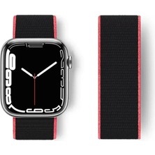 Batu Medikal Newface Apple Watch 38MM Hasırlı Cırtcırtlı Kordon - Pembe-Siyah