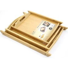 Uravas Store 3'lü Bambu Tepsi Model 1