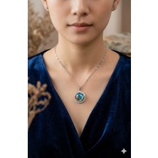 Lia Charm Zirkon Taşlı Galaksi ve Hilal Kolye - Gümüş Renk Özel Tasarım