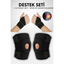 Uravas Store 4’lü Ortopedik Set – 2’li El Bilek Ateli + 2’li Diz Korsesi, Ayarlanabilir Destekleyici