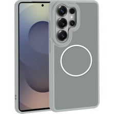 Maks Technology Galaxy S26 Ultra Kılıf M-Safe Şarj Özellikli Metal Kamera Çerçeveli Mkst Sanremo Silikon Kapak - Gri