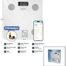 Çerçici Yağ Ölçerakıllı Bluetooth Cam Baskül Pilli 180KG/50GR 28X28CM 8-Kişi Hafıza LCD Ekran Gösterge SBS-4467