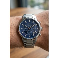 Slazenger Erkek Multifonksiyon Kol Saati | 44 mm Gümüş Çelik Kasa, Mavi Kadran, 5 Atm