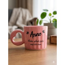 Palto Tasarım Anne Baskılı El Yapımı Pembe Parlak Eros Kupa - El Işçiliği Hediyelik Kupa Bardak