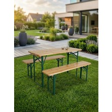Padilon Katlanır Ahşap Bahçe Masası-Bank Seti 110X70*78 cm Katlanabilir Dış Mekan Piknik Masası