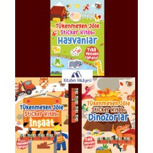 Uçan Kitap Tükenmeyen Jöle Sticker Kitabı- Inşaat, Dinozorlar, Hayvanlar(3kitap)