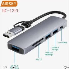 Uravas Store Airsky HC13FL 5 In 1 USB Type-C 2 In 1 Çevirici