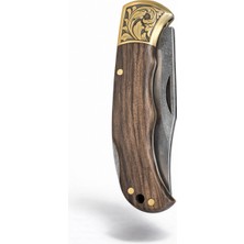 Benko N690 Bordo Damascus Stabilize Kabze Gravürlü Cep Çakısı