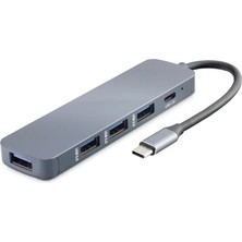 Uravas Store Type-C Hub 4*usb3.0 + Dc Sv Gri HDX7044