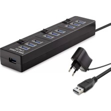 Uravas Store USB Hub 10*usb 1m Siyah ( Güç Adaptörlü) HDX7005