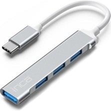 Inca İusb-04T Type-C Grişli 4 Port Usb Çoklayıcı Hub