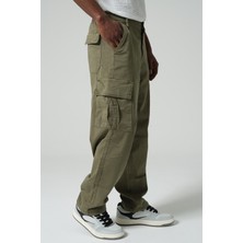 Maule Ayarlanabilir Paça, Beli Kısmi Lastikli, Rahat Fit, Esnek Gabardin Kargo Erkek Pantolon @kamer