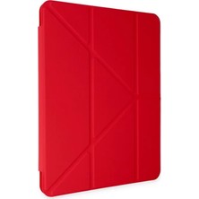 Uravas Store Ipad 11 (2018) Kılıf Kalemlikli Mars Tablet Kılıfı - Kırmızı