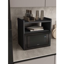 Alfimo Mobilya Pluteo Mikro Dalga Rafı Tezgah Üstü Mutfak Düzenleyici Baharatlık Rafı Antrasit