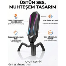 Matechno Oyuncu Yayıncı Mikrofonu Tak Çalıştır 7 Renk Rgb Işıklı Gürültü Engelleyici Kardioid Alıcı Mikrofon