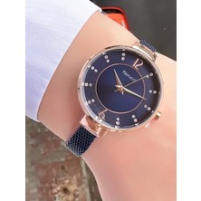 Ferrucci Kadın Rose Gold Ince Çerçeve Gümüş Hasır Kordon Kol Saati - Klasik, Rakamsız Kadran