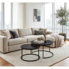 Mooncapella 2’li Orta Sehpa Seti – 60 & 75 cm – Siyah Metal Ayaklı-Siyah