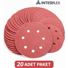 Interflex Cırt Zımpara Disk 150 mm Kum 220 Delikli Orbital Zımpara Diski 20 Adet Paket