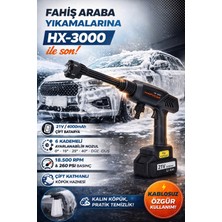 Merwish Şarjlı Basınçlı Yıkama Makinesi 21V Çift Bataryalı 6in1 Nozul Kablosuz Oto Yıkama Tabancası HX-3000