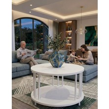 Mooncapella Orta Sehpa Yuvarlak Sehpa Zigon Sehpa Iki Katlı Gazetelikli Sehpa