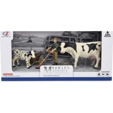 Tufy Toys Inek Ailesi ve Çiftçi Figürü Oyun Seti- Model Hayvan Serisi