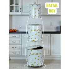 3 Katlı Büyük Boy Metal Patates Soğan Kovası - Sebzelik - Patates Soğanlık Sepeti
