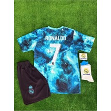 Alaturka Mix Real Madrid 2025/26 Yeni Sezon Galaxy Desenli Ronaldo Çocuk Forması 4'lü Set