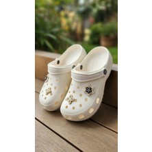 Stil Shoes Kadın Cros Sabo Terlik Deniz Havuz Plaj Bahçe Terlik Burnu Kapalı Taşlı Aksesuarlı Terlik E014