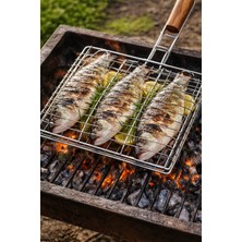 3'lü Balık Izgarası Çift Taraflı Balık Izgarası Krom Kaplamalı 58CM