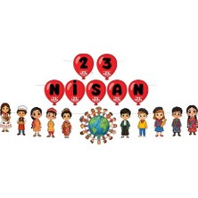 Parti Show 23 Nisan Dünya Çocukları Balon Banner Süsleme Seti